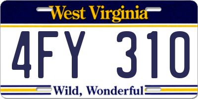 WV license plate 4FY310