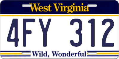 WV license plate 4FY312