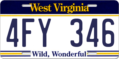 WV license plate 4FY346