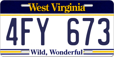WV license plate 4FY673