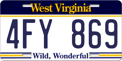 WV license plate 4FY869