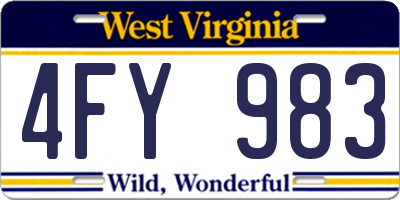 WV license plate 4FY983