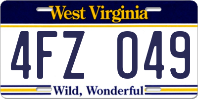 WV license plate 4FZ049