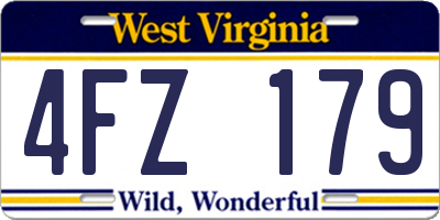 WV license plate 4FZ179