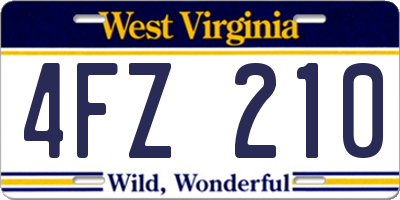 WV license plate 4FZ210