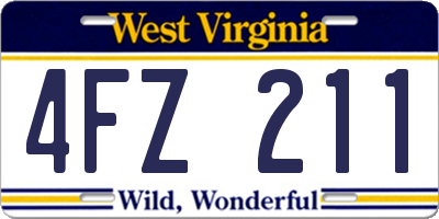 WV license plate 4FZ211