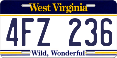 WV license plate 4FZ236