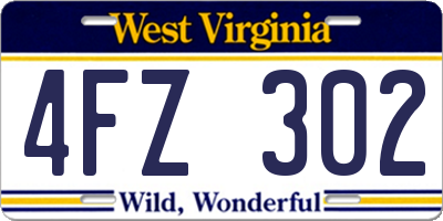 WV license plate 4FZ302