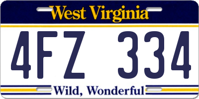 WV license plate 4FZ334