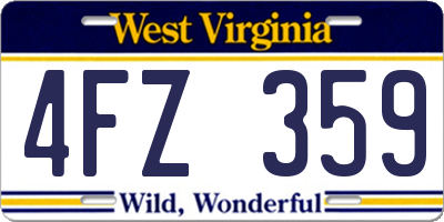WV license plate 4FZ359