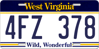 WV license plate 4FZ378