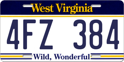 WV license plate 4FZ384