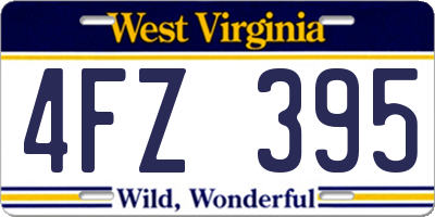 WV license plate 4FZ395