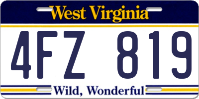 WV license plate 4FZ819