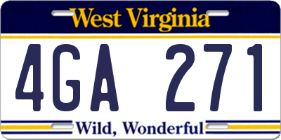WV license plate 4GA271