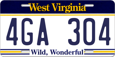 WV license plate 4GA304