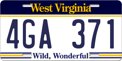 WV license plate 4GA371