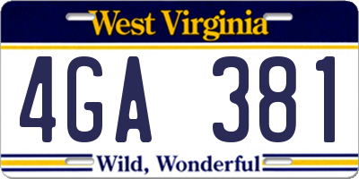 WV license plate 4GA381