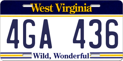 WV license plate 4GA436