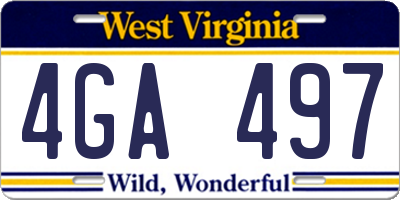 WV license plate 4GA497