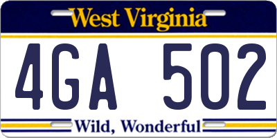 WV license plate 4GA502