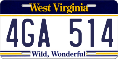 WV license plate 4GA514