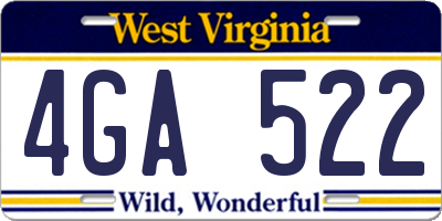 WV license plate 4GA522