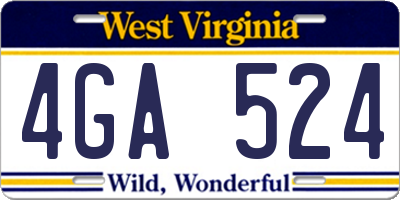 WV license plate 4GA524