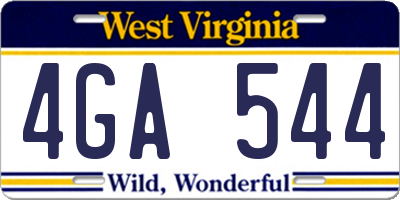 WV license plate 4GA544