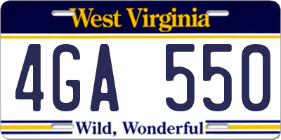 WV license plate 4GA550