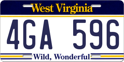 WV license plate 4GA596