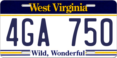 WV license plate 4GA750