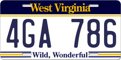 WV license plate 4GA786