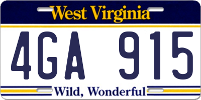 WV license plate 4GA915