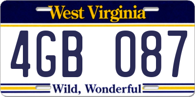 WV license plate 4GB087