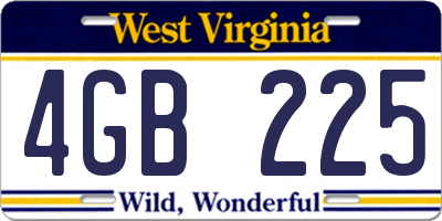 WV license plate 4GB225