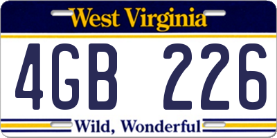 WV license plate 4GB226