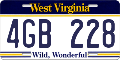 WV license plate 4GB228