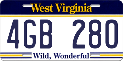 WV license plate 4GB280
