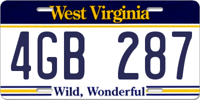 WV license plate 4GB287