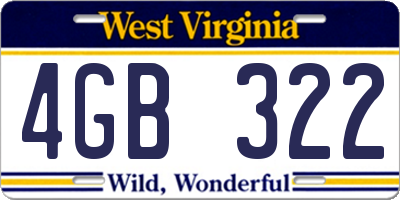 WV license plate 4GB322