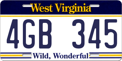 WV license plate 4GB345