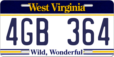 WV license plate 4GB364