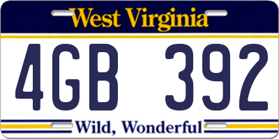 WV license plate 4GB392