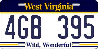 WV license plate 4GB395