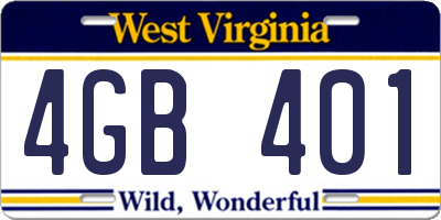 WV license plate 4GB401