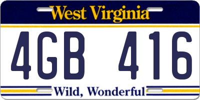 WV license plate 4GB416