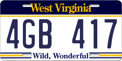 WV license plate 4GB417