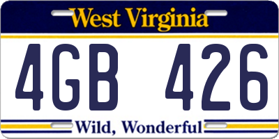 WV license plate 4GB426