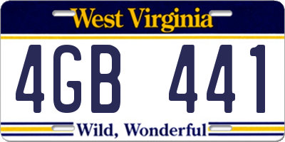 WV license plate 4GB441